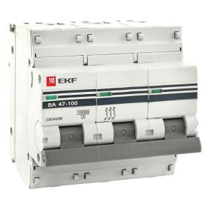 Автоматический выключатель 3P 10А (D) 10kA ВА 47-100 EKF PROxima